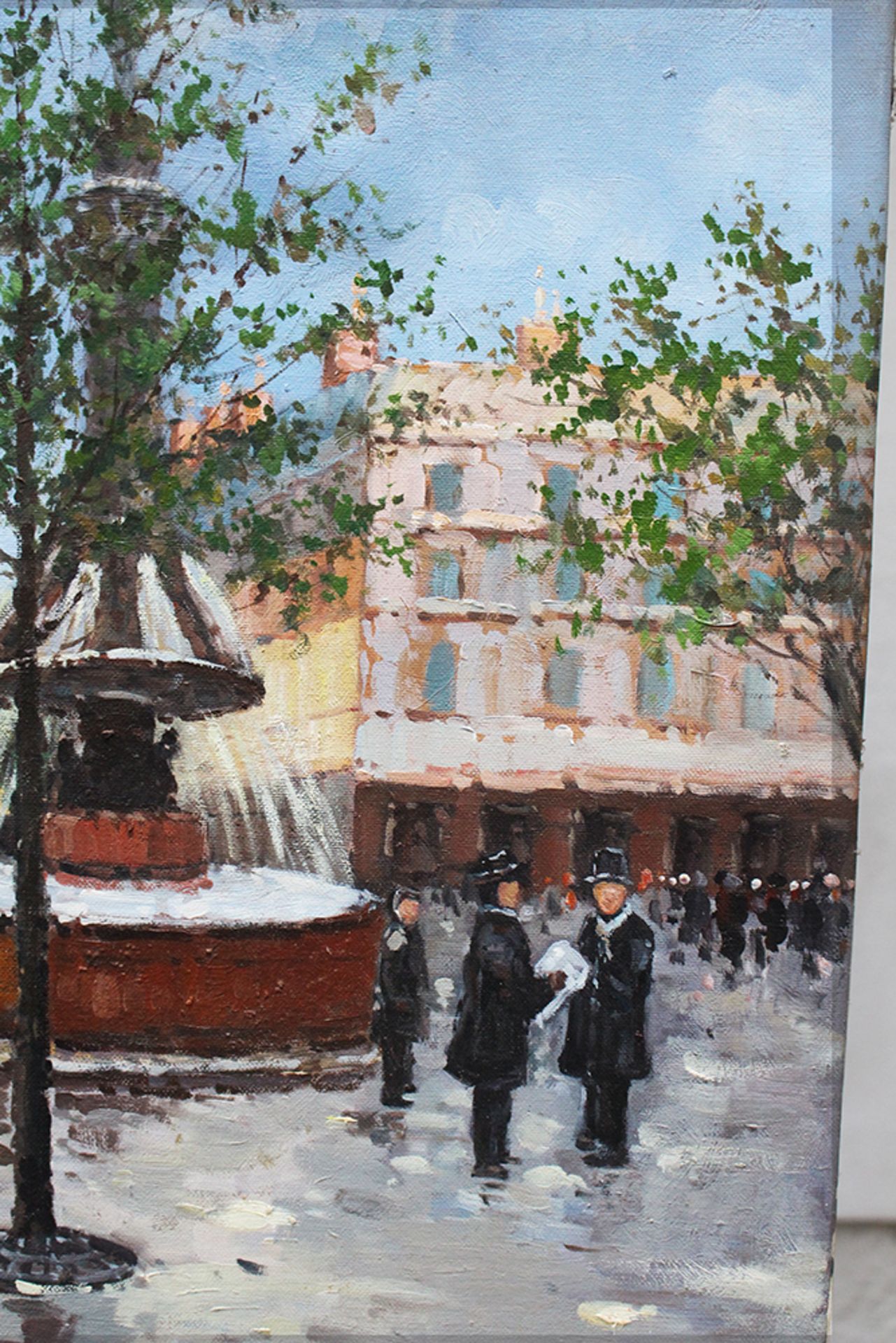 Eugene Galien Laloue (1854-1951) - attributed , Paris street scene, oil on canvas. 51x61 cm - Image 3 of 3
