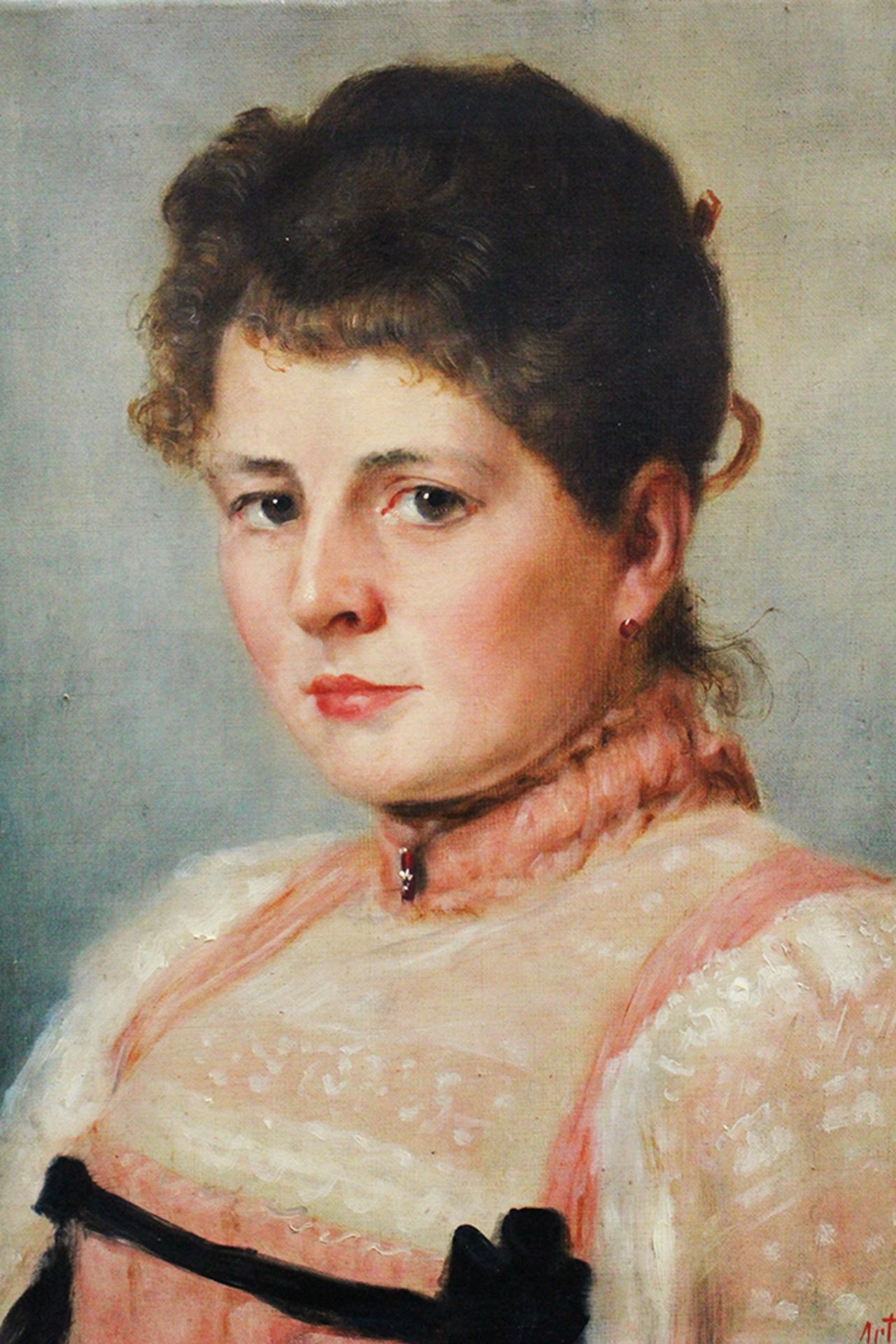 Arthur Kurtz (1860-1917), Portrait , oil on canvas, signed. 43x34 cm - Bild 2 aus 3