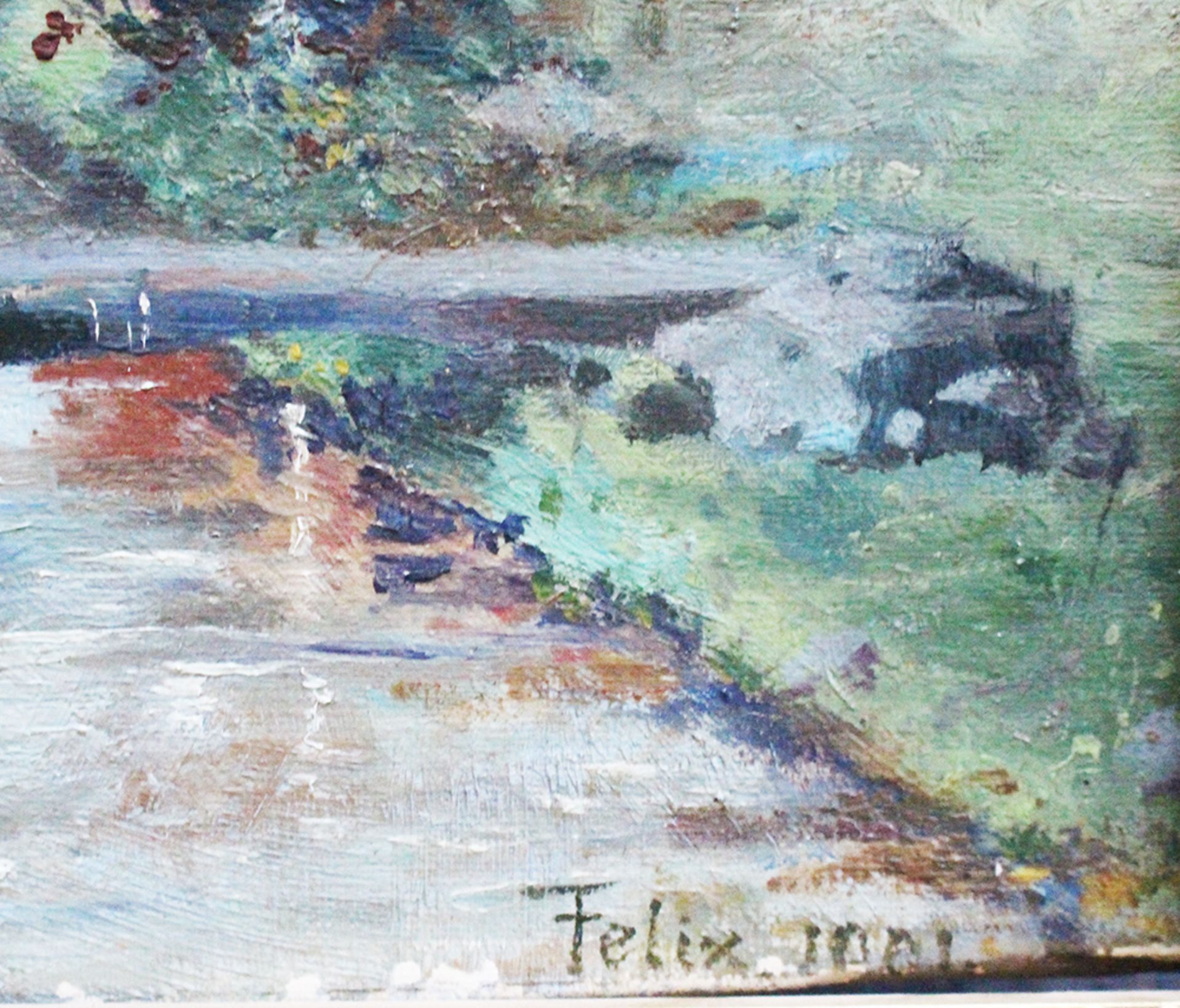 Felix, around 1900, Landscape, oil on canvas, framed. 37x24 cm - Bild 3 aus 3