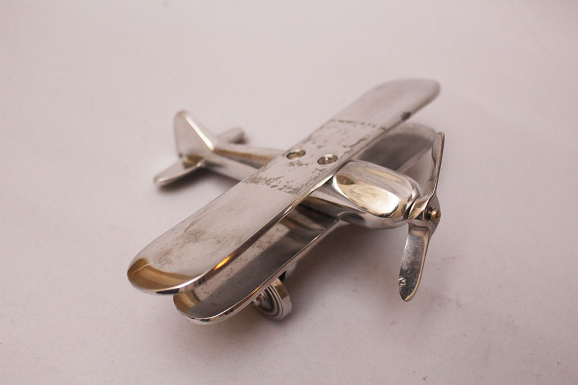 Model plane , metal chromed around 1930/40. 18x21 cm - Bild 3 aus 3