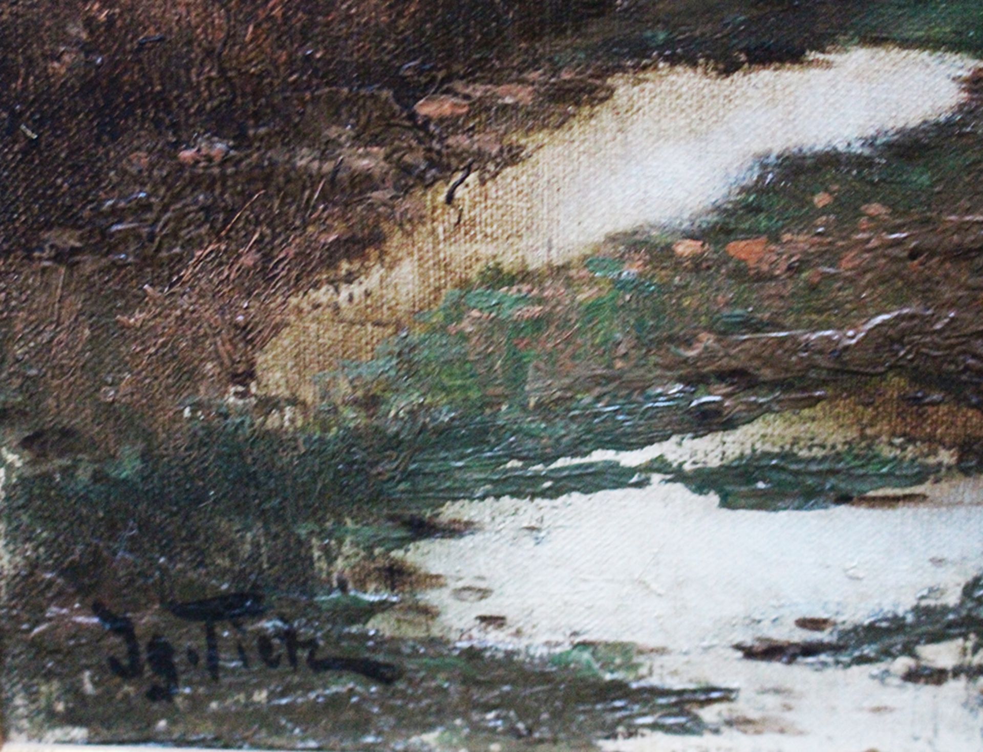 G.Titz , Landscape, oil on canvas, signed, famed. 52x25 cm - Image 3 of 3