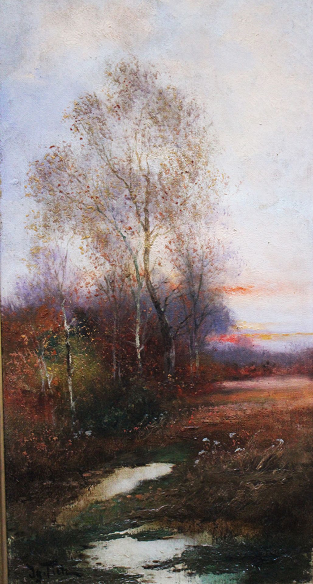 G.Titz , Landscape, oil on canvas, signed, famed. 52x25 cm - Bild 2 aus 3