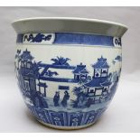 Chinese porcelain pot , blue painted on white ground glazed 19th Century. 36 cm diameter 31 cm