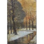 Russian or Polish Artist around 1900 , Landscape, oil on canvas, signed bottom right. 82x54 cm