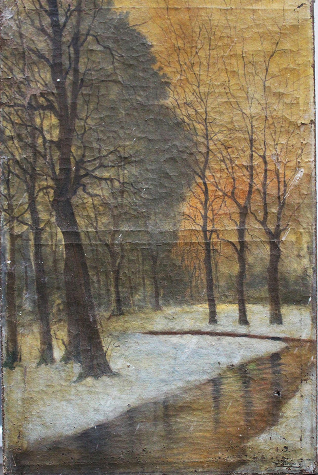 Russian or Polish Artist around 1900 , Landscape, oil on canvas, signed bottom right. 82x54 cm