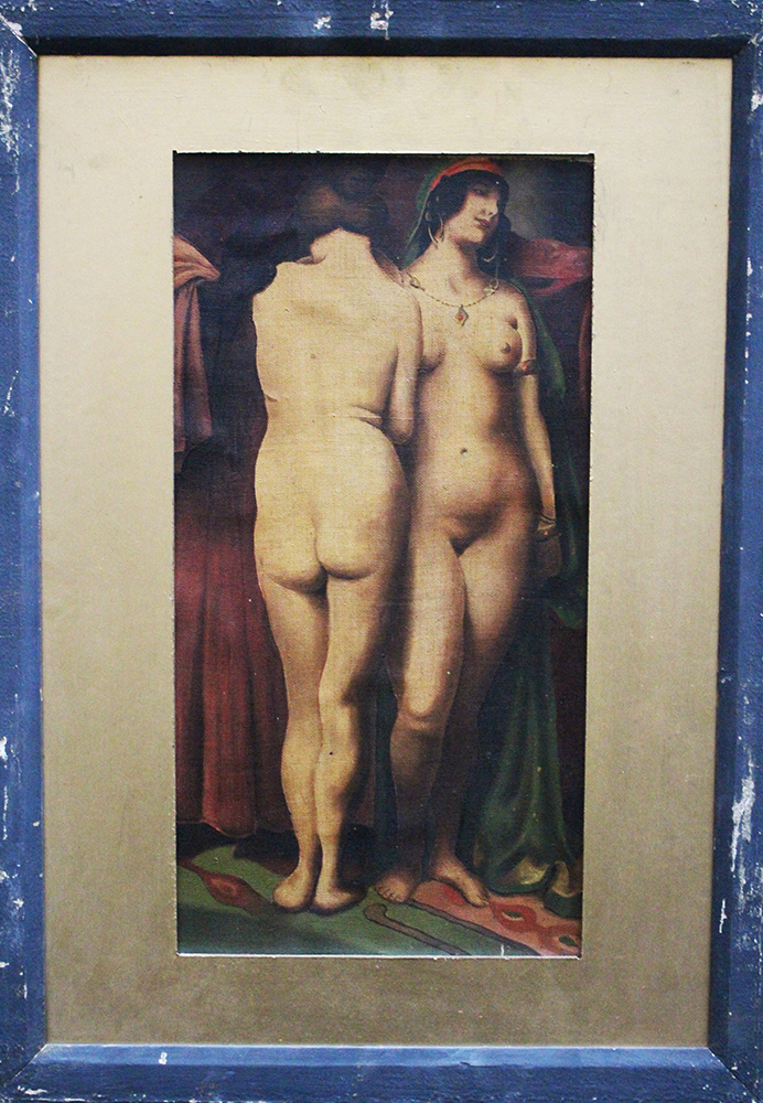 Artist early 20 th Century, Female nudes, oil on canvas, framed. 44x22 cm