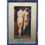 Artist early 20 th Century, Female nudes, oil on canvas, framed. 44x22 cm