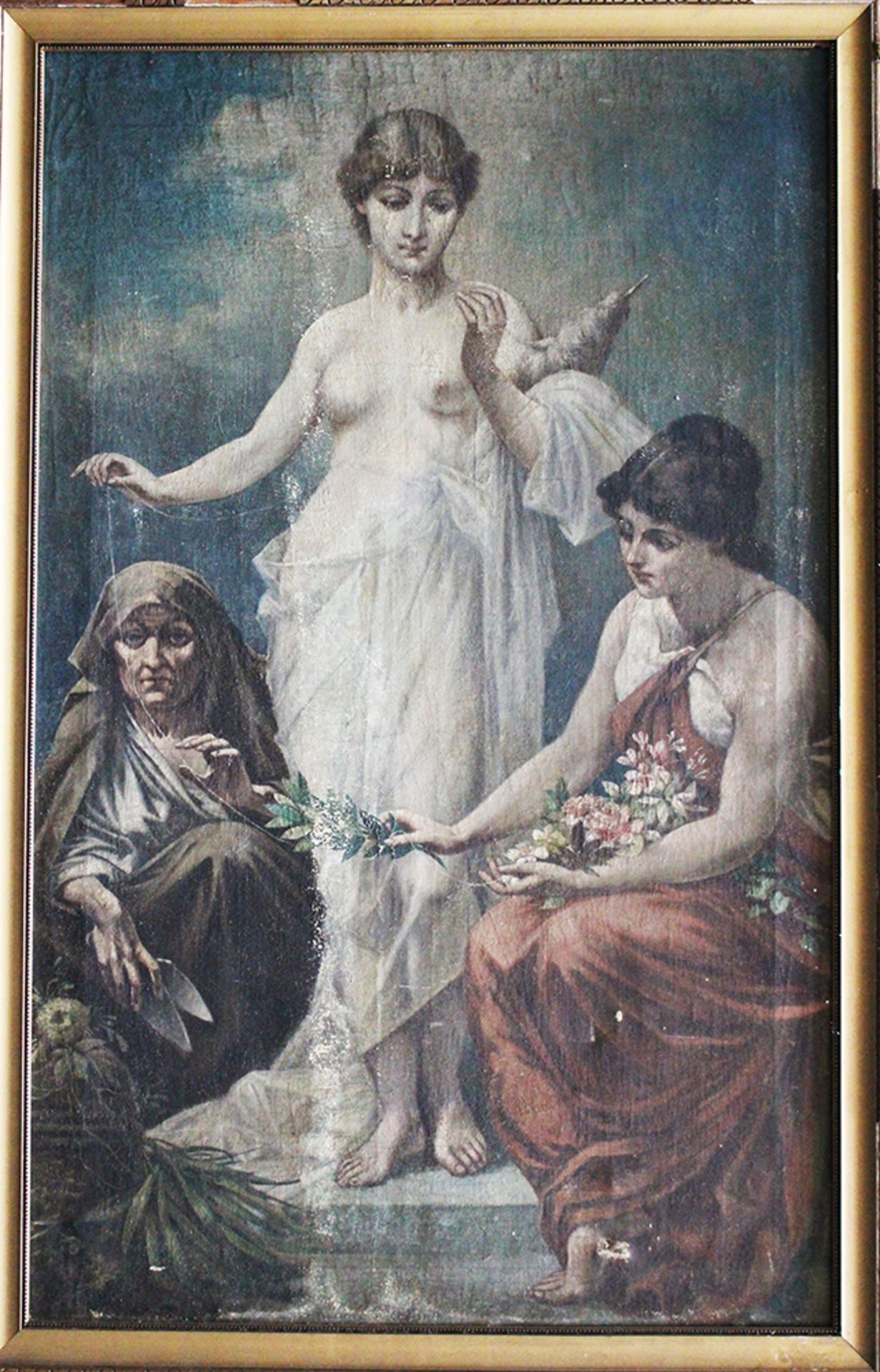 Paul Thumann (1834-1908)-attributed, Allegory , oil on canvas, framed. 110x68 cm