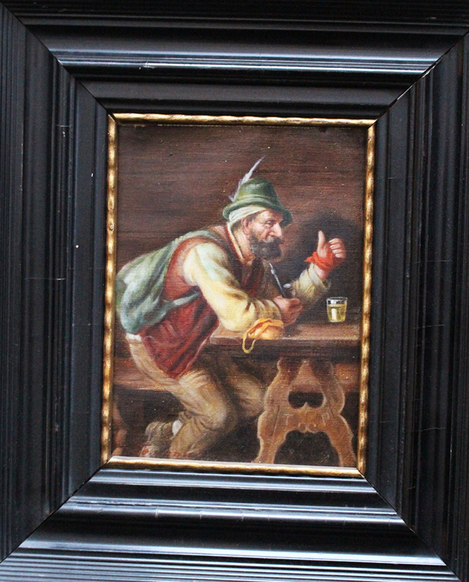 Austrian Artist 19th Century , travelers , oil on canvas, framed. 16x12 cm