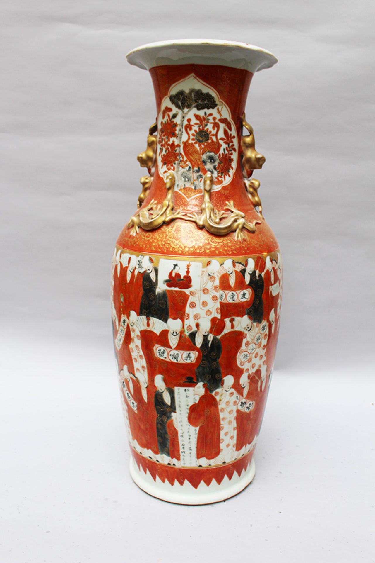 Large Chinese 100 Monk vase , painted glazed , 19th Century. 62 cm height