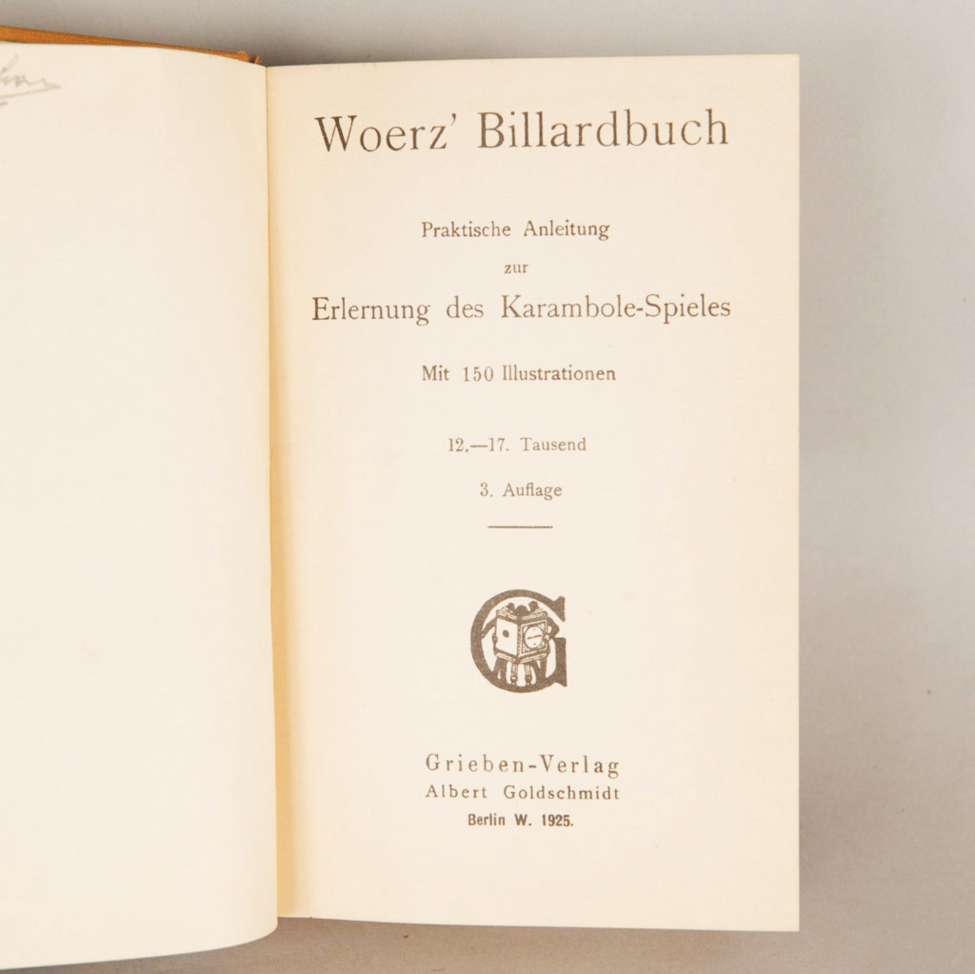 Woerz Billardbuch, praktische Anleitung zur Erlernung des Karambole-Spieles - Image 2 of 3