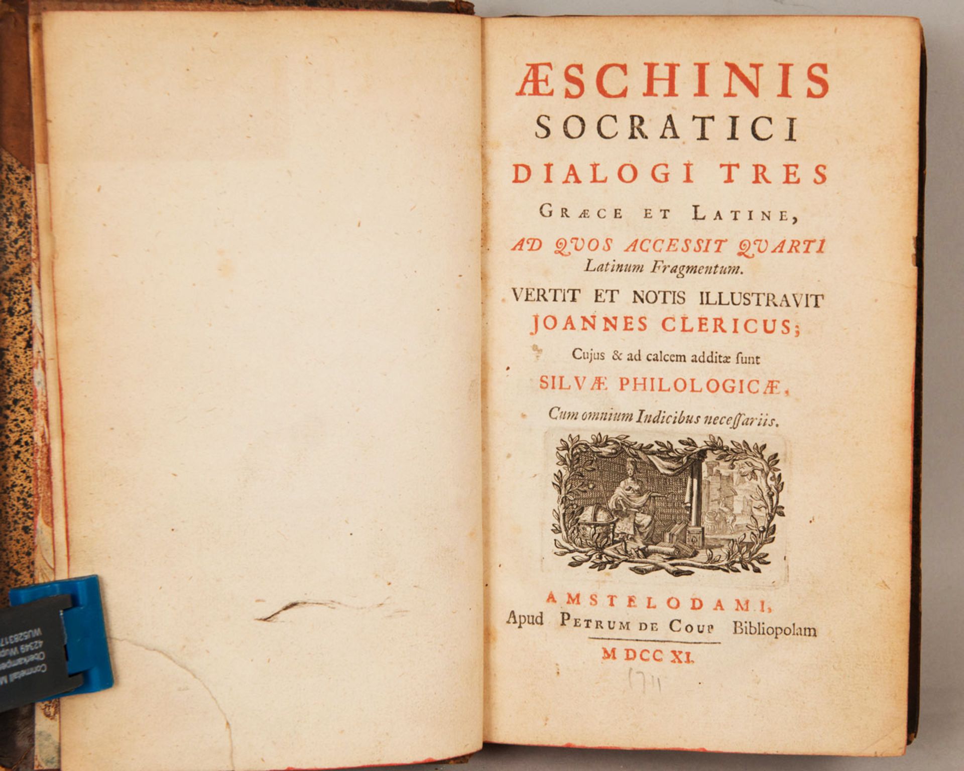 Aeschinis Socratici Dialogi Tres Graece et Latine, Ad 2 Vos Accessit Quarti Latinum Fragmentum - Image 2 of 2