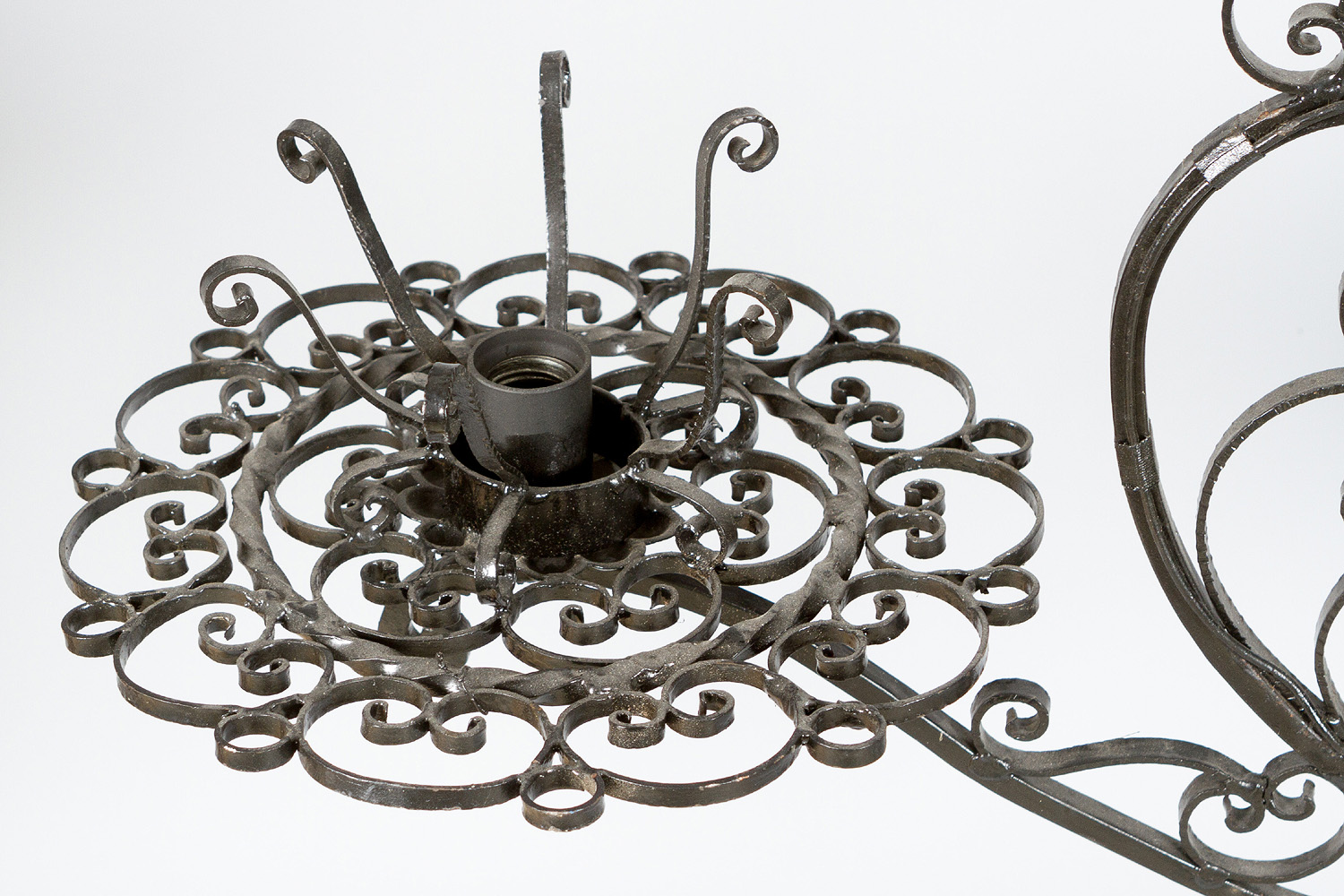 Pair of rough iron chandeliers - Image 3 of 3