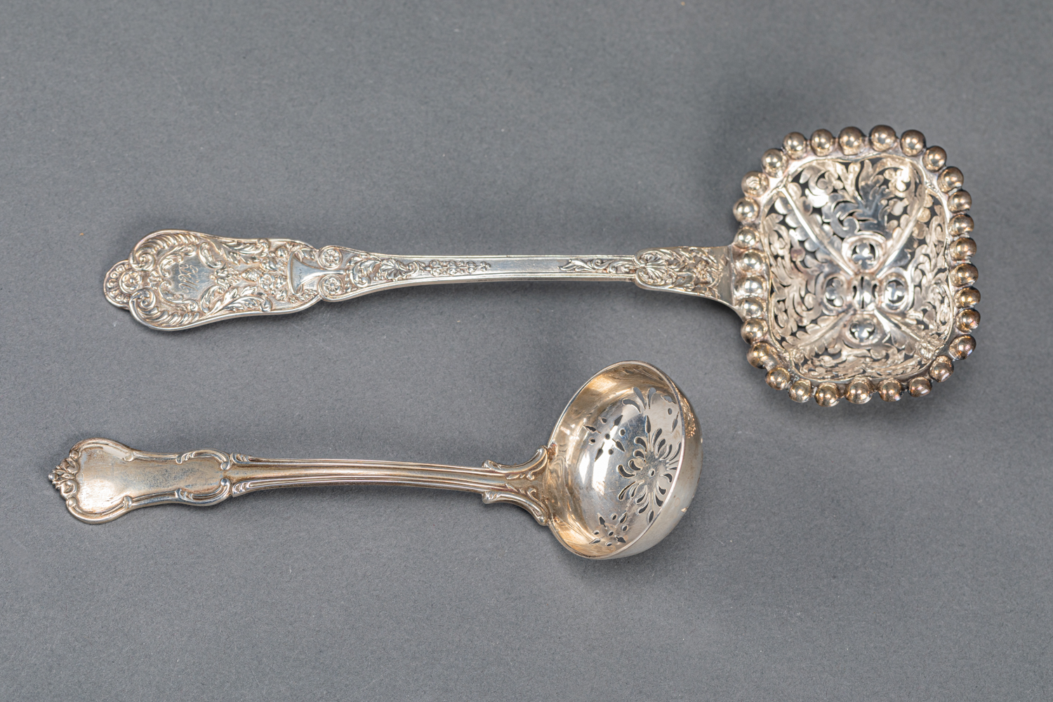 two sugar spoons English and French 118 gramm, 19. century