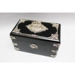 Wooden ebonised casket with silver mounts; 19th Century. 16.5x28x16cm.