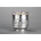 French silver ice bowl, silver and cut crystal; 19th Century; 950/1000; 542g. Height 17, width