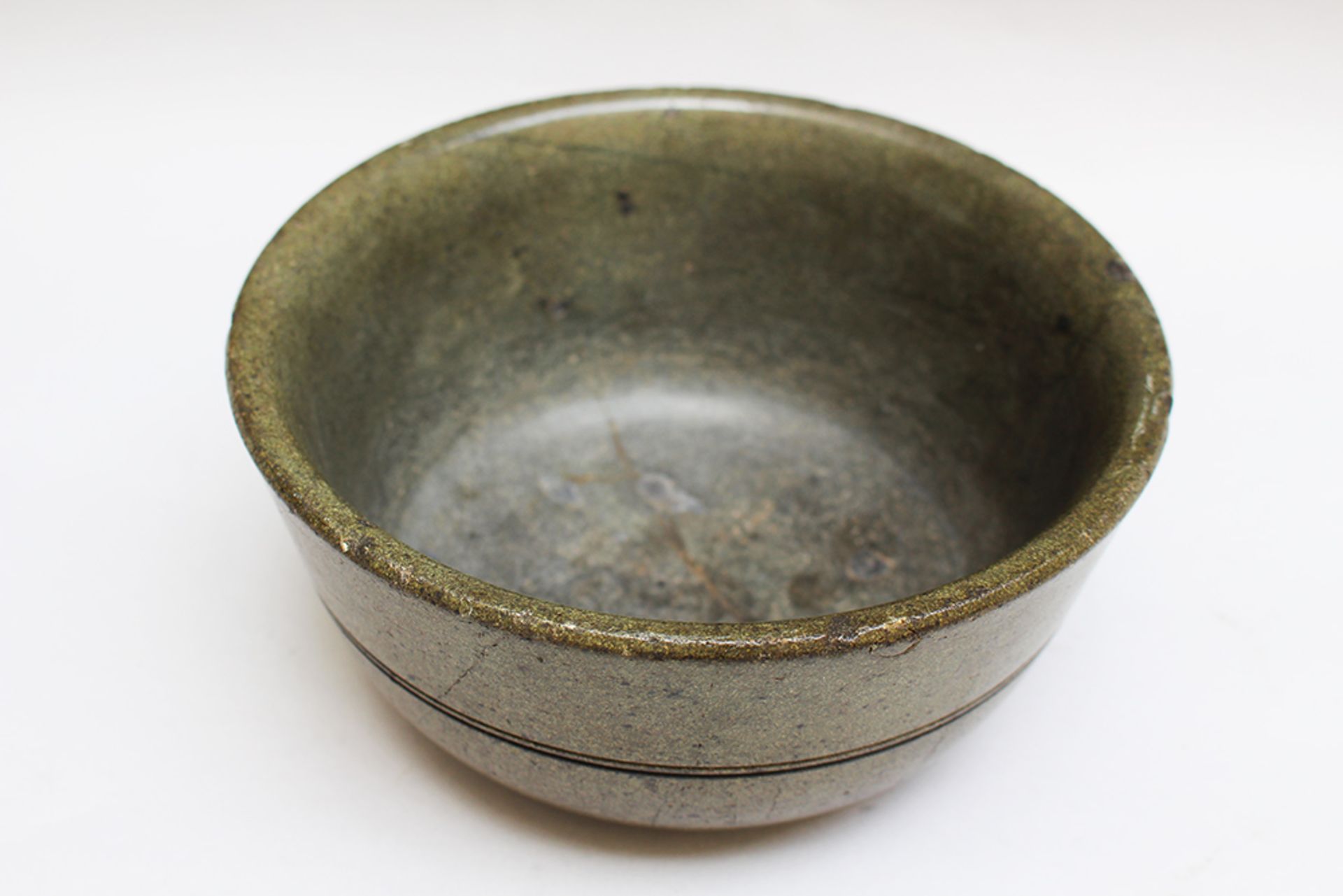 Apothecary bowl, grey/green serpentine polished and fluted original patina, early 18th Century. 19 c