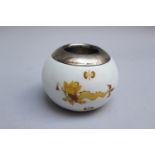 Meissen porcelain ashtray with Asian decorations painted and glazed with German silver 925 mount ,