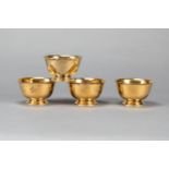 Four Tiffany Bowls, Sterling Silver gilded, round shape with low feet, hallmarked, 20th Century,