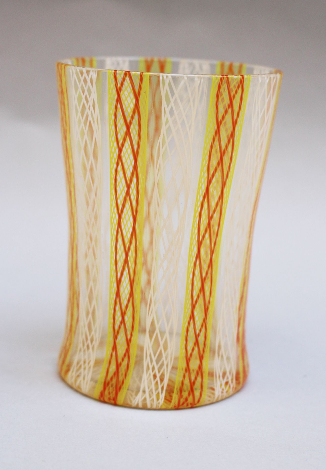 Murano spiral glass, transparent cylindrical shape with coloured spirals, 10,5cm - Bild 2 aus 3