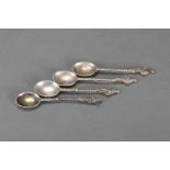 4 Silver apostle spoons with Petrus, Johannes, Paulus, Lucas; hallmarked.