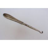 hook for shoelaces, silver decorated grip with initials engraved hallmarked, 19. century