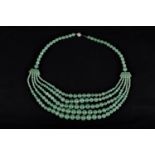 Jade necklace, Art Deco. 51Cm
