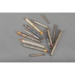 lot of 13 pen holders, fillers in different styles, age and materials, partly hallmarked,
