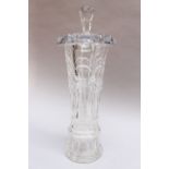 Russian Glass Goblet, with lid cutted transparent glass , with etched russian description and