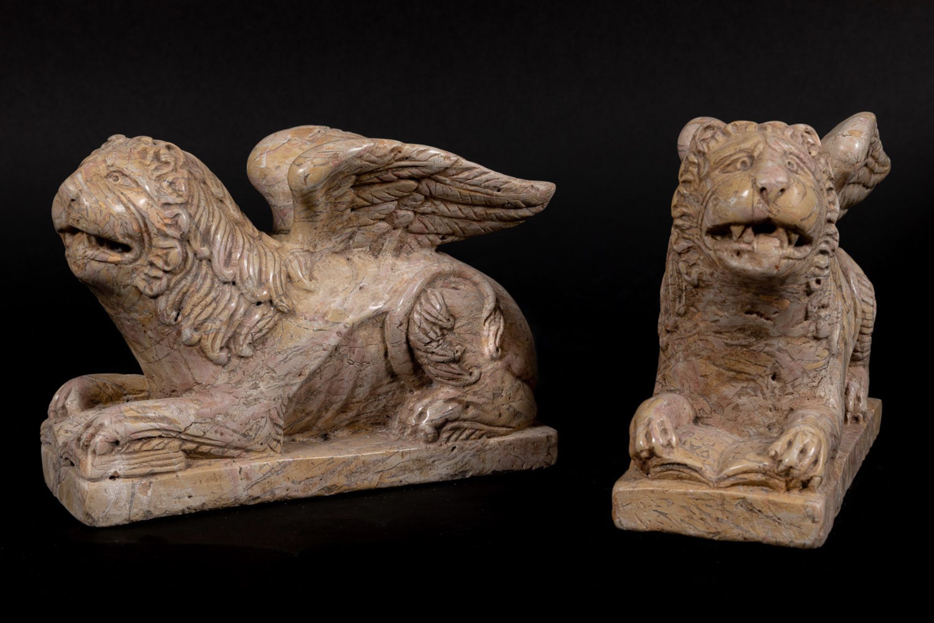 Two Romanesque winged lions