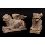 Two Romanesque winged lions