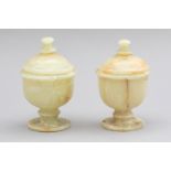 Pair of alabaster urns