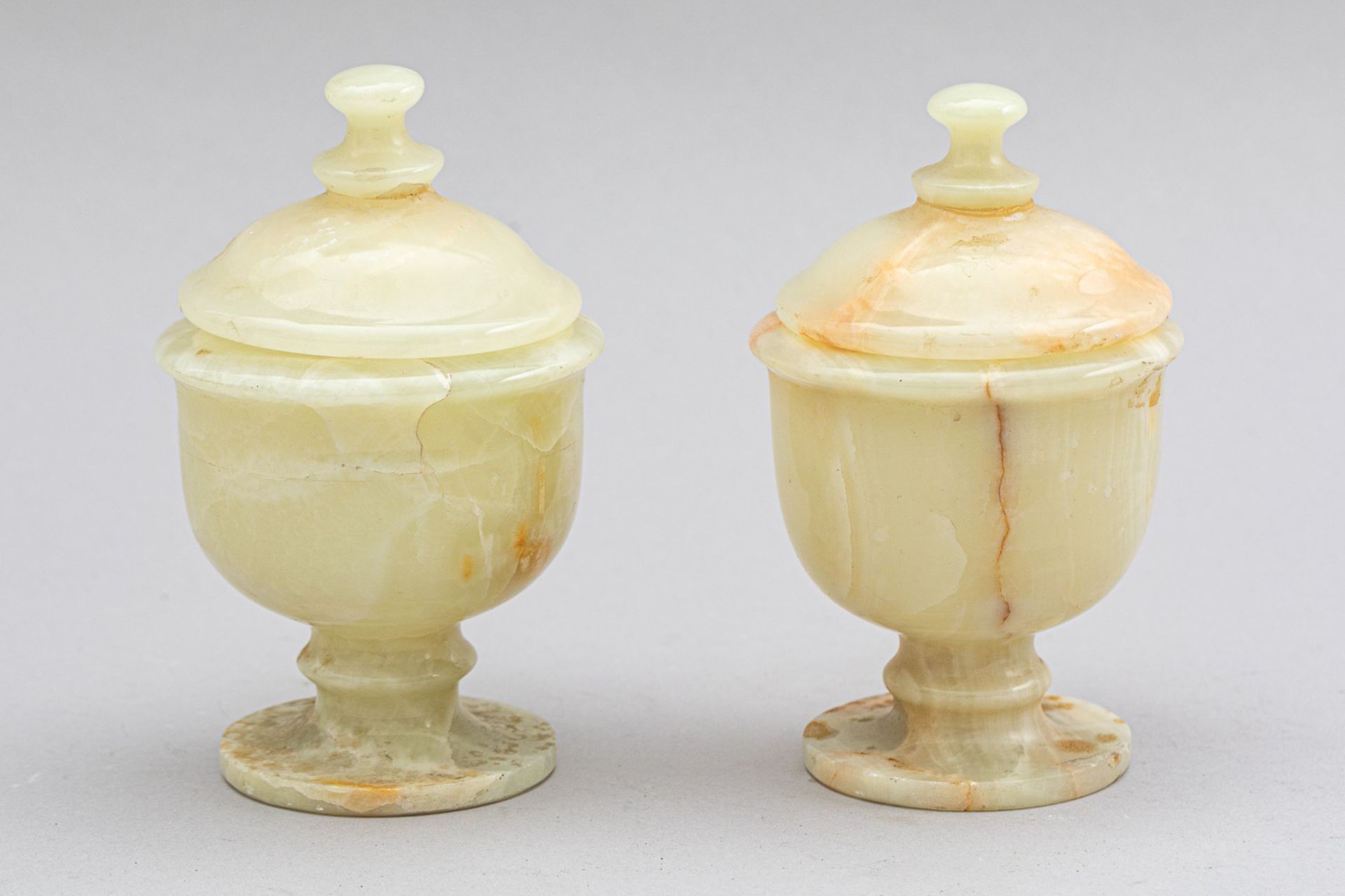 Pair of alabaster urns