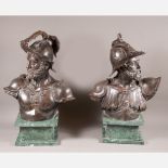 Pear of monumental bronze busts