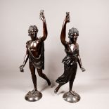 Pair of large classical bronze sculptures