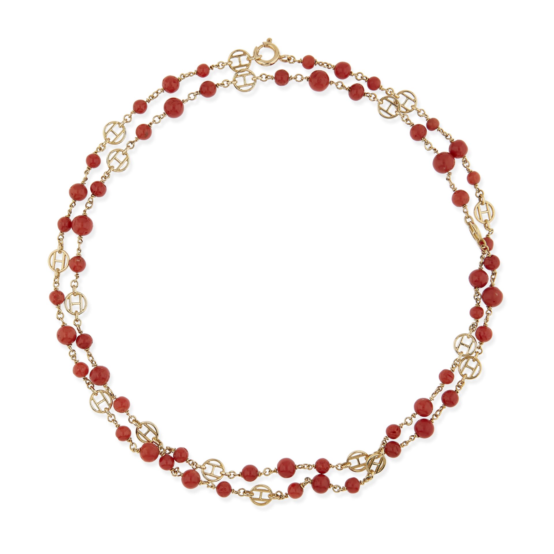 LONG COLLIER EN OR ET CORAIL