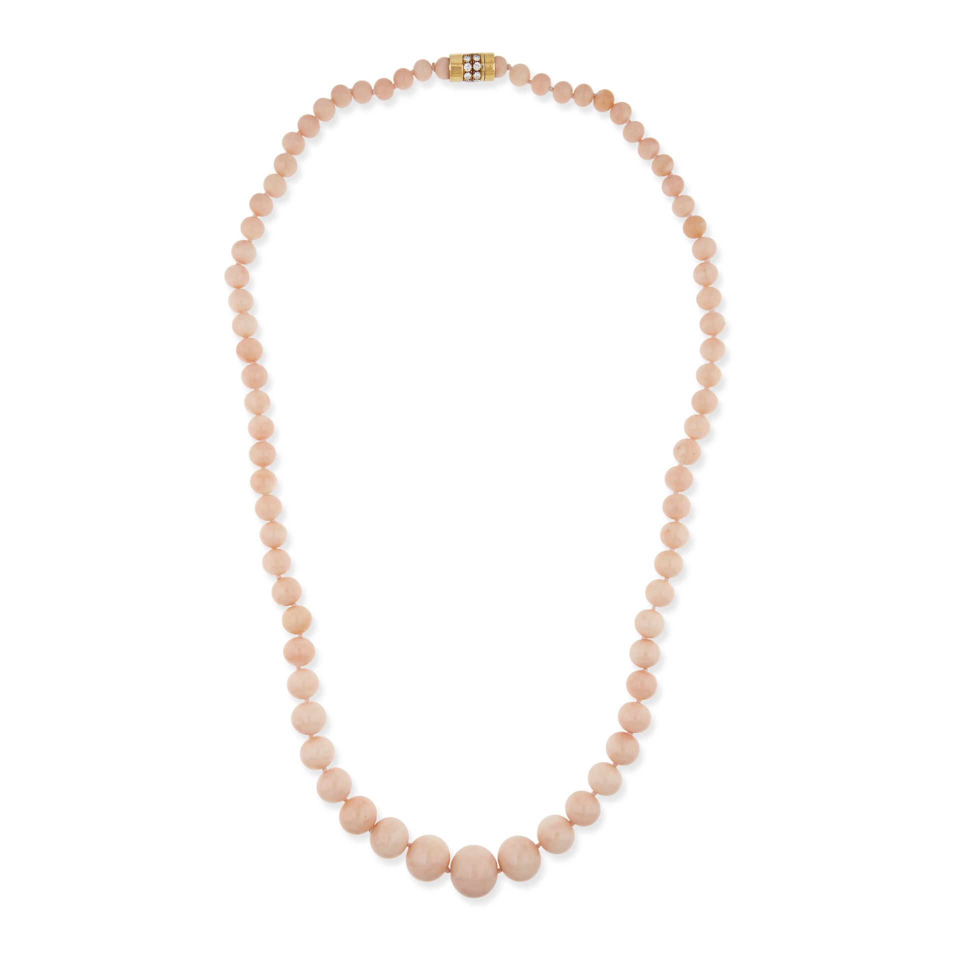 LONG COLLIER EN OR, CORAIL ET DIAMANTS