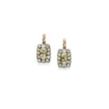 PAIRE DE BOUCLES D'OREILLES EN OR 14KT ET DIAMANTS, VERS 1890