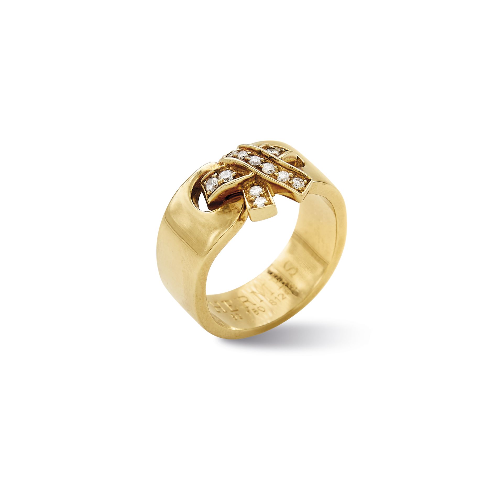 BAGUE BANDEAU EN OR ET DIAMANTS, SIGNÉE HERMES