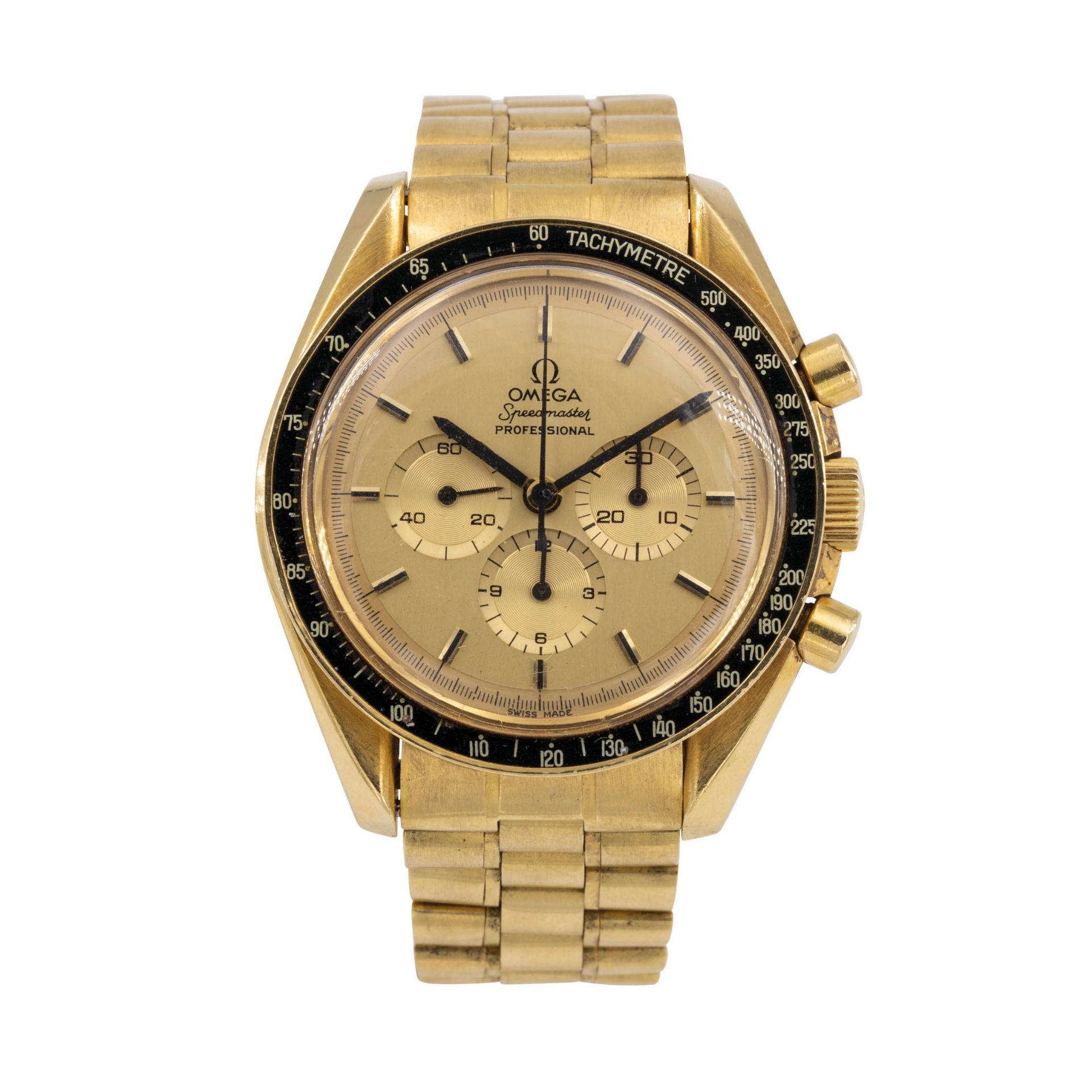 OMEGA SPEEDMASTER PROFESSIONAL, APOLLO XI 1969, N°A260, OR JAUNE - Vers 1982