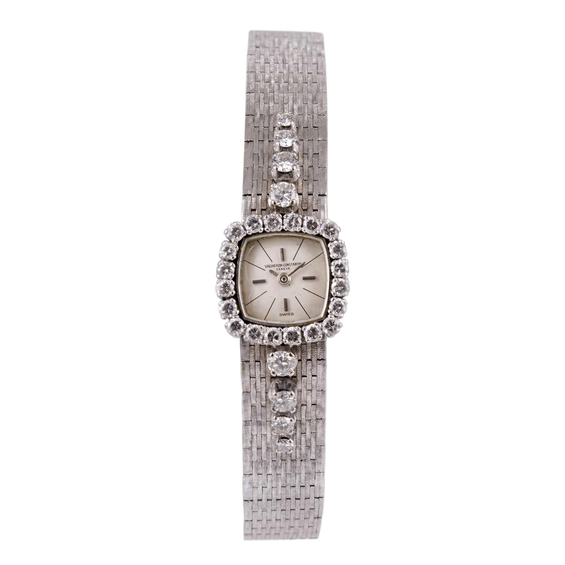 VACHERON CONSTANTIN - MONTRE BRACELET EN OR BLANC ET BRILLANTS - VERS 1960