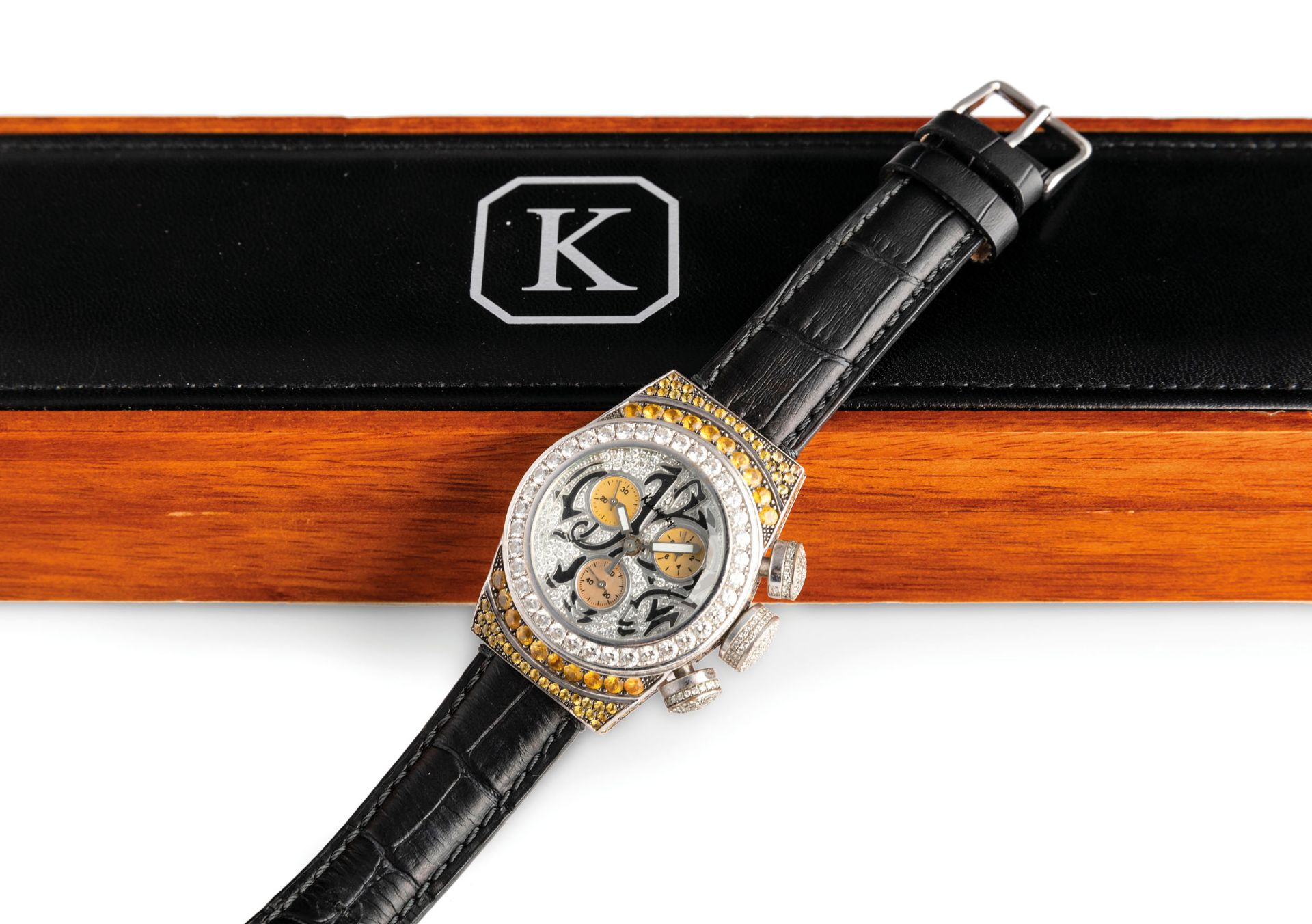 KUTCHINSKY, REGATA LIMITED EDITION N. 8 OF 10, RARE MONTRE EN OR BLANC, AVEC DIAMANTS ET SAPHIRS - Image 5 of 5