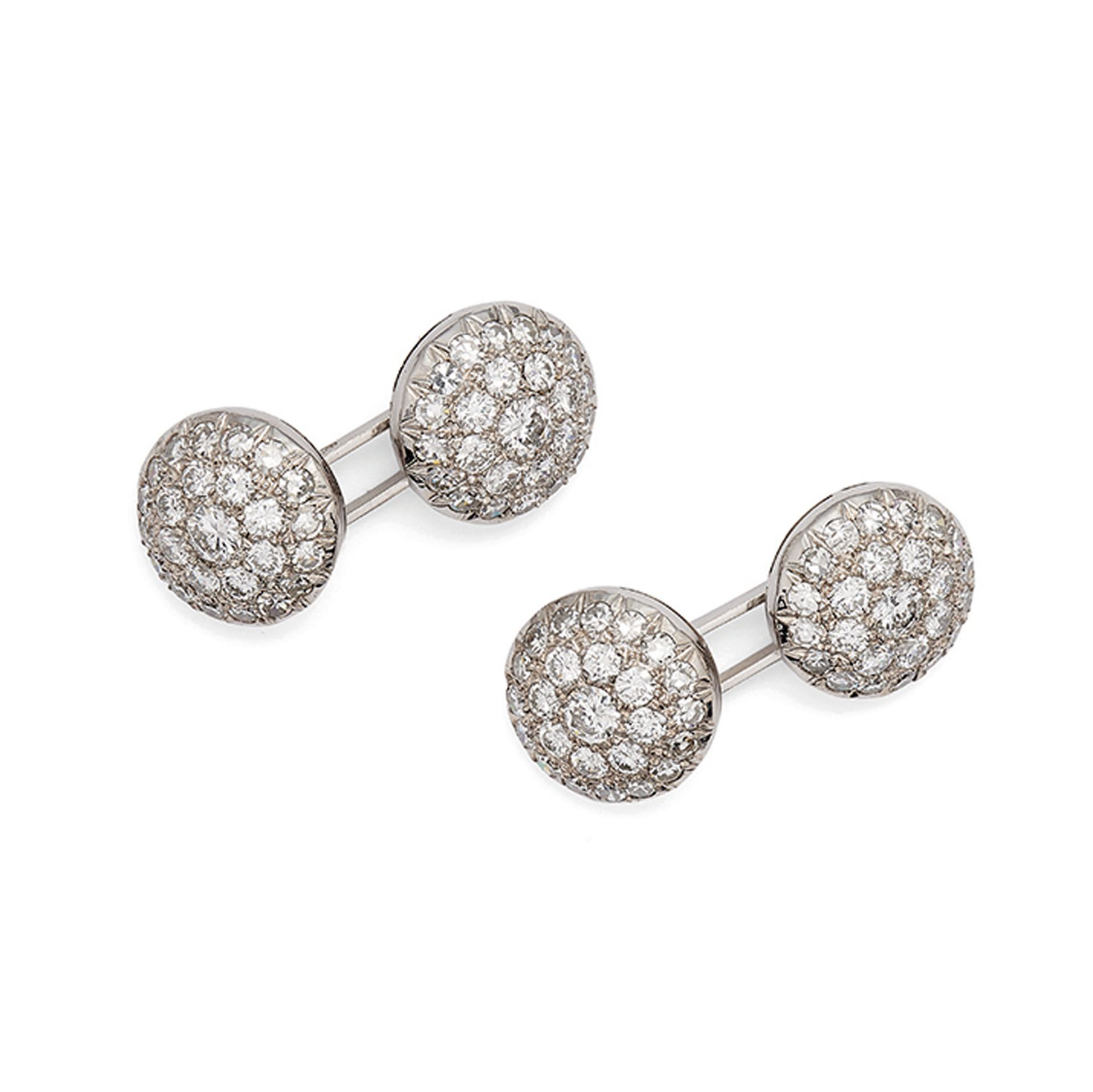 PAIRE DE BOUTONS DE MANCHETTE ET BOUTONS EN OR ET DIAMANTS - Image 2 of 2