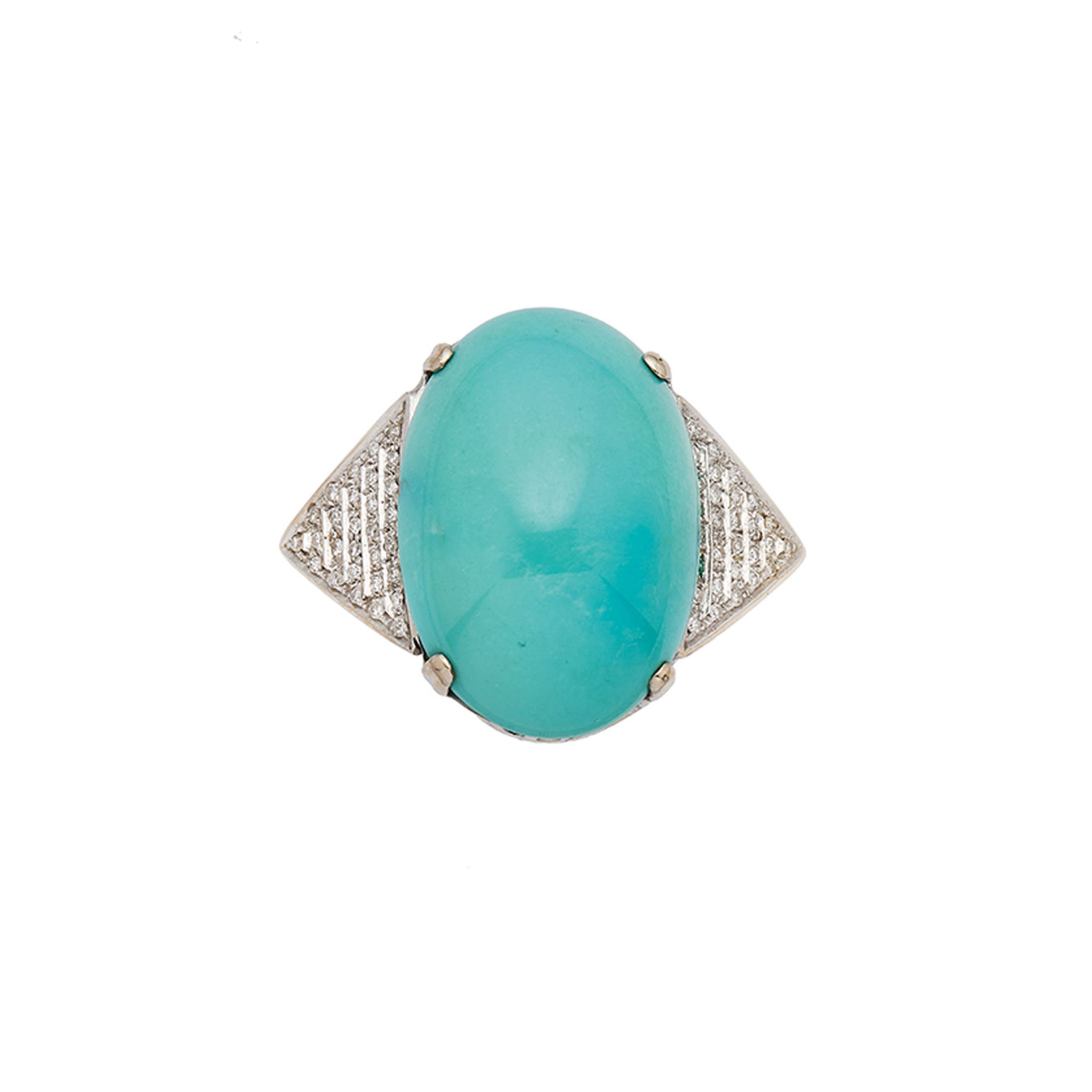 BAGUE EN OR, TURQUOISE ET DIAMANTS