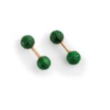 PAIRE DE BOUTONS DE MANCHETTES EN OR ET JADEITE