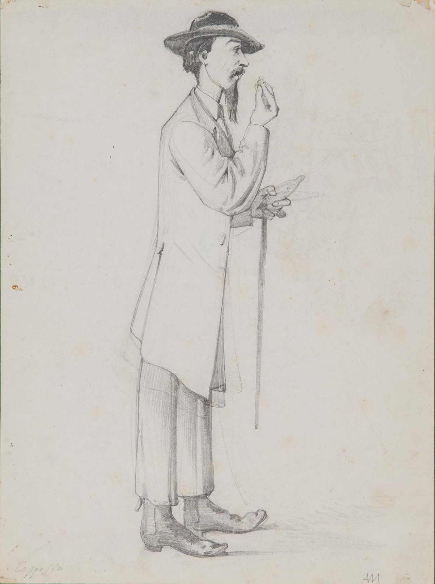 AUGUSTO MAJANI detto Nasica (Budrio 1867 - Buttrio 1959) “Caricatura d’intellettuale”. Disegno su