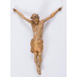 Antico Cristo in legno. Intagliato, dorato e laccato. Cm 44x31.