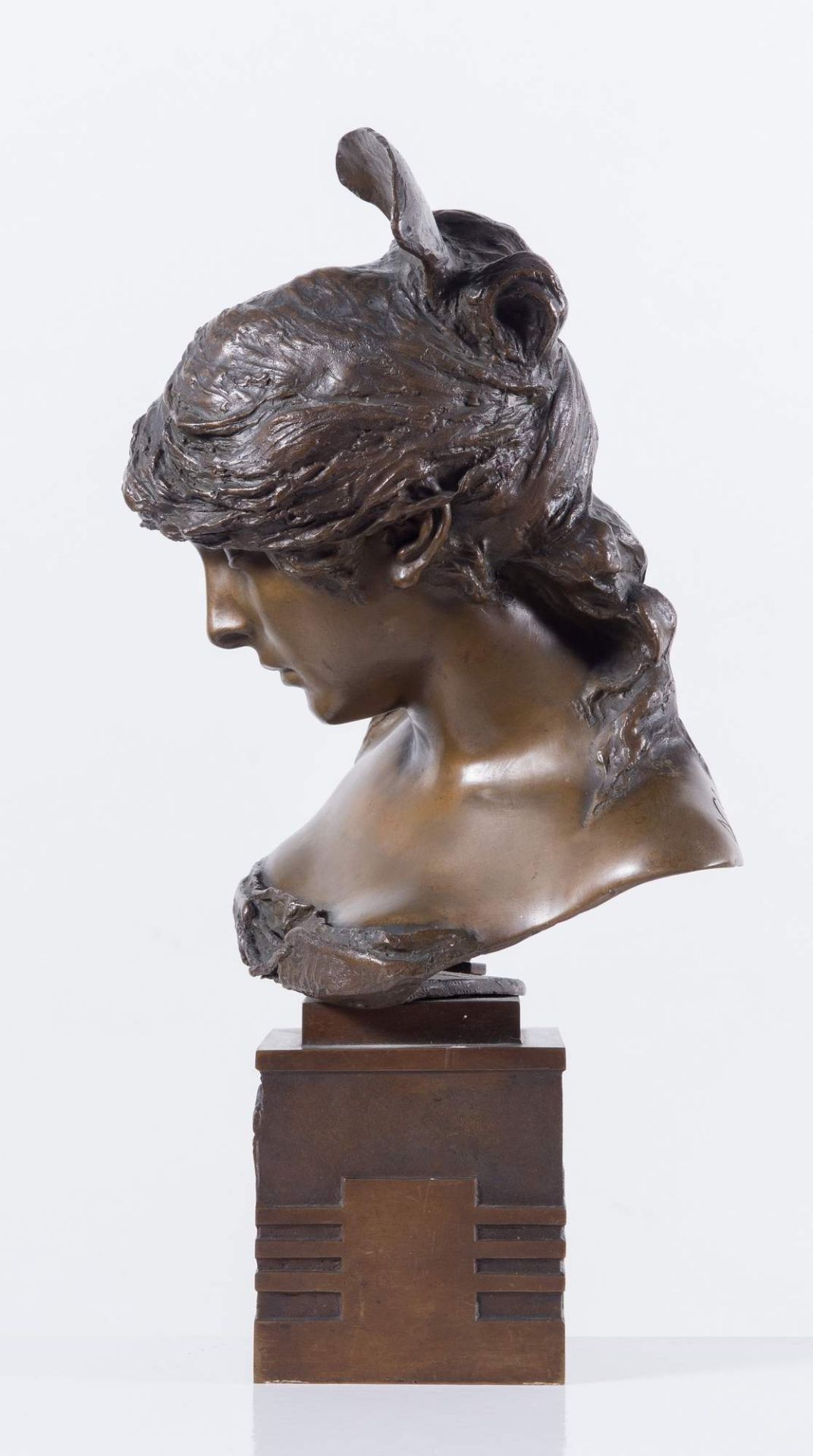 DAVIDE CALANDRA (Torino 1856 - 1915) “Carmen”. Scultura in bronzo. Cm (senza basamento): 28x21x9, - Bild 2 aus 4