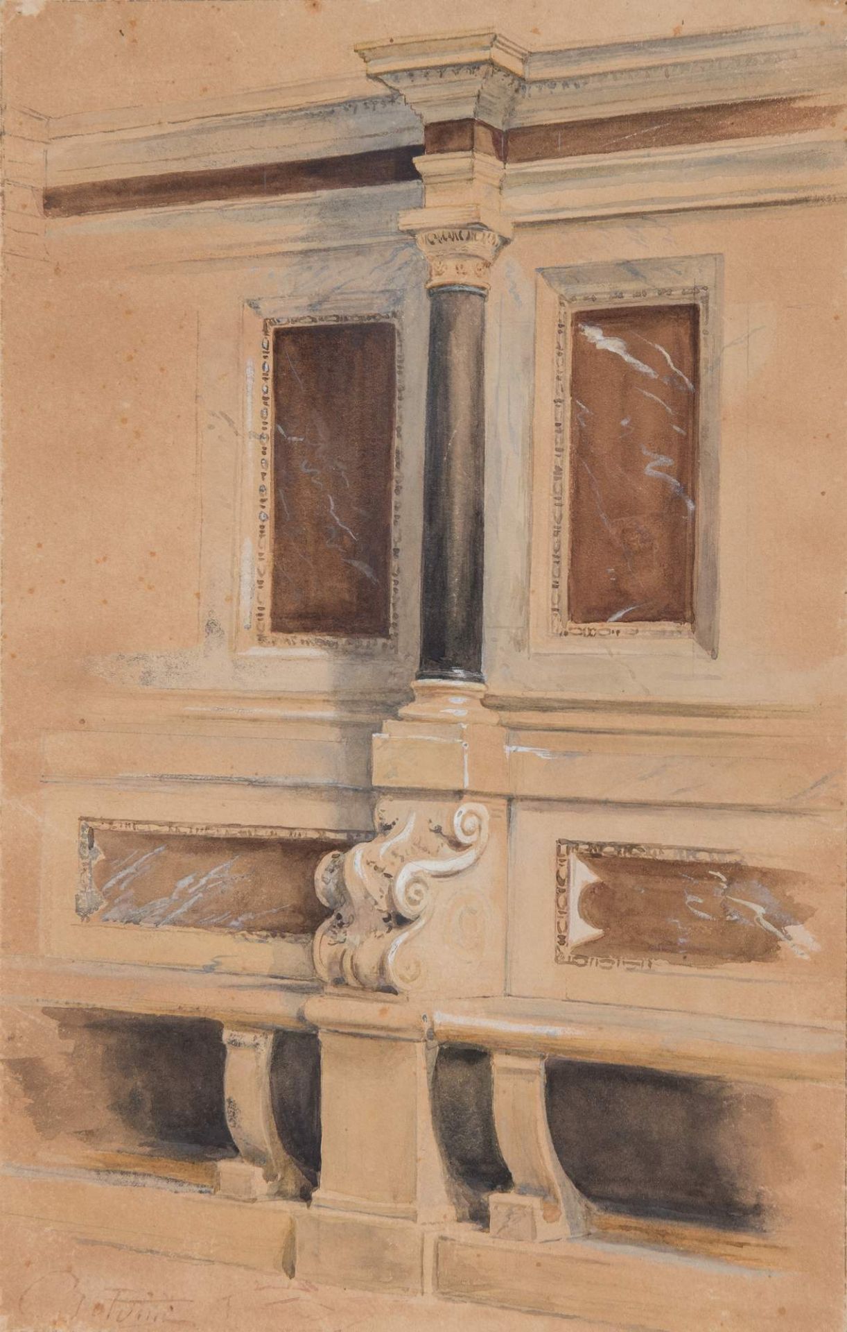 GIOVANNI BOLDINI (Ferrara 1842 - Parigi 1931), attr. “Cantoria, studio di architettura”.