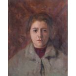 CARLO CORSI (Nizza 1879 – Bologna 1966) “Ritratto di Virginia”. Olio su tela applicata su cartone.